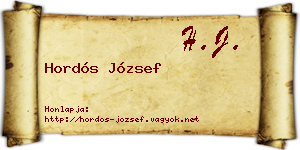 Hordós József névjegykártya